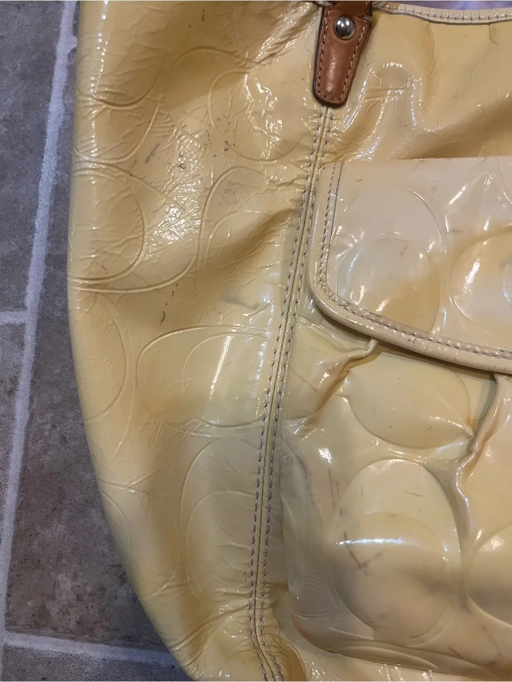 Yellow Coach Leah Patent Tote F14663